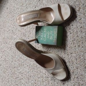 MICHAEL KORS stilettos size 8M cream cloth with rope detail leather heels/soles